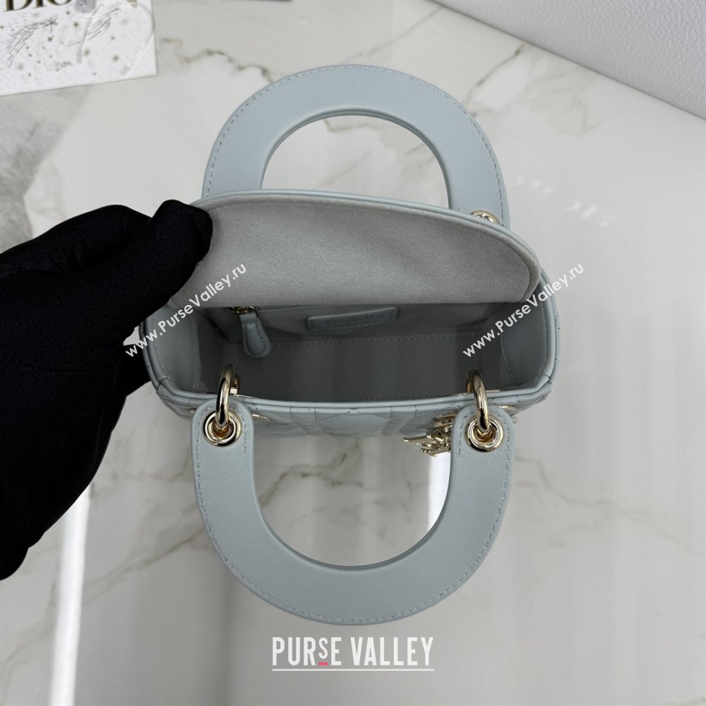 Dior Classic Mini Lady Dior Bag in Cannage Lambskin Lake Blue 2026 M0505 0409 (BF-260409019)
