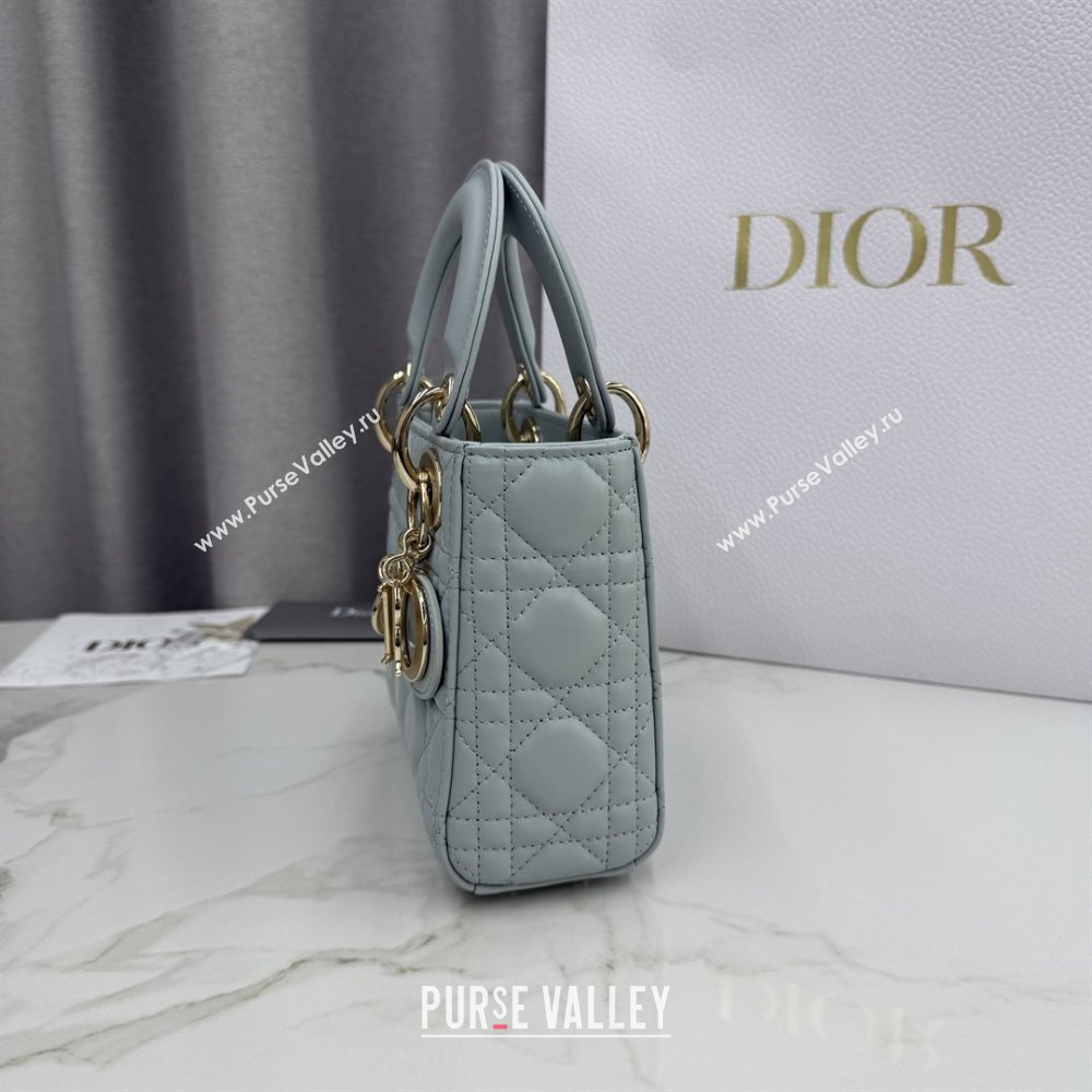Dior Classic Mini Lady Dior Bag in Cannage Lambskin Lake Blue 2026 M0505 0409 (BF-260409019)