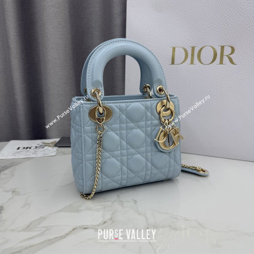 Dior Classic Mini Lady Dior Bag in Cannage Lambskin Space Blue 2026 M0505 0409 (BF-260409020)