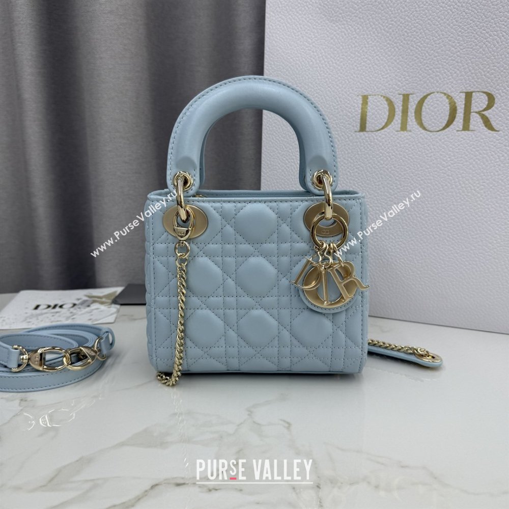 Dior Classic Mini Lady Dior Bag in Cannage Lambskin Space Blue 2026 M0505 0409 (BF-260409020)