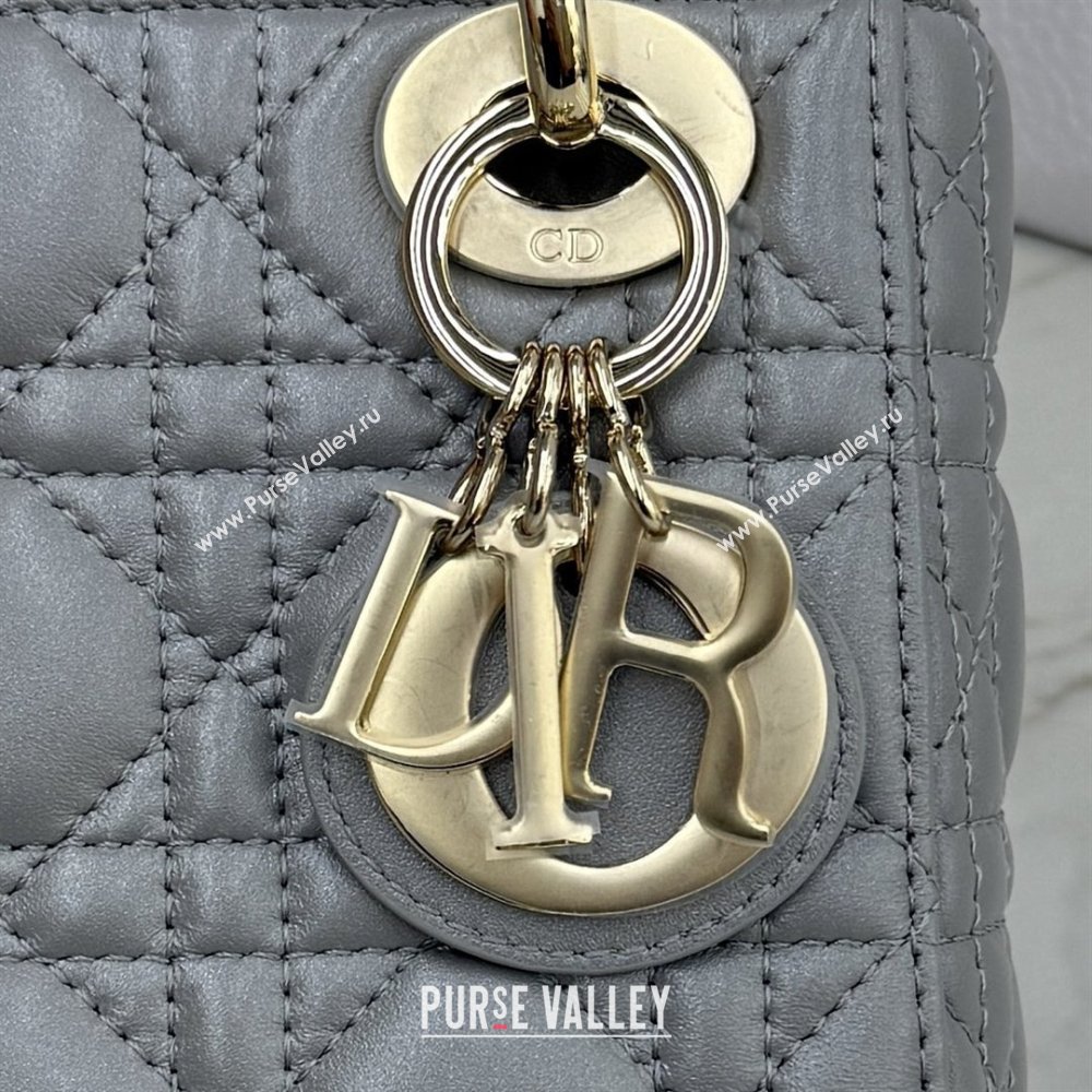 Dior Classic Mini Lady Dior Bag in Cannage Lambskin Pearly Grey 2026 M0505 0409 (BF-260409021)