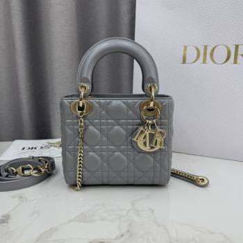 Dior Classic Mini Lady Dior Bag in Cannage Lambskin Pearly Grey 2026 M0505 0409 (BF-260409021)