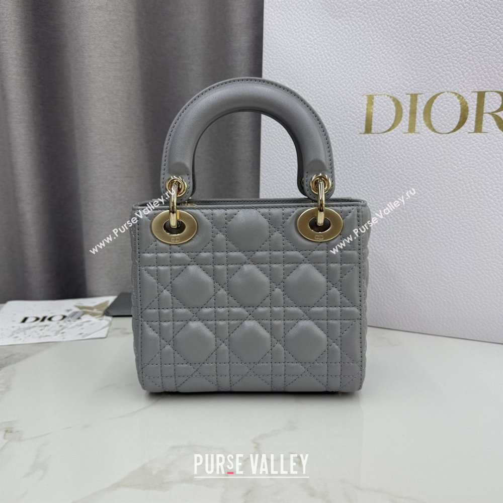 Dior Classic Mini Lady Dior Bag in Cannage Lambskin Pearly Grey 2026 M0505 0409 (BF-260409021)