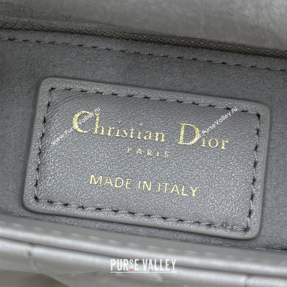 Dior Classic Mini Lady Dior Bag in Cannage Lambskin Pearly Grey 2026 M0505 0409 (BF-260409021)