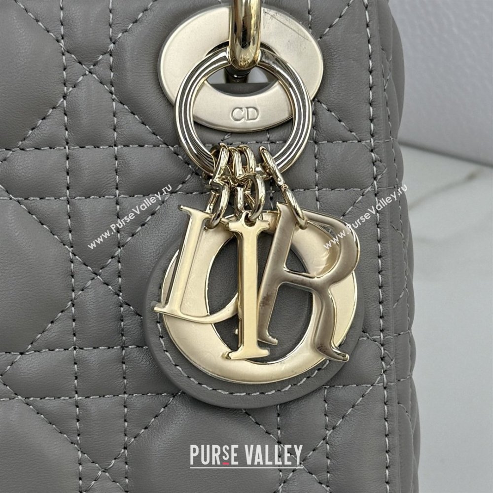 Dior Classic Mini Lady Dior Bag in Cannage Lambskin Light Grey 2026 M0505 0409 (BF-260409022)