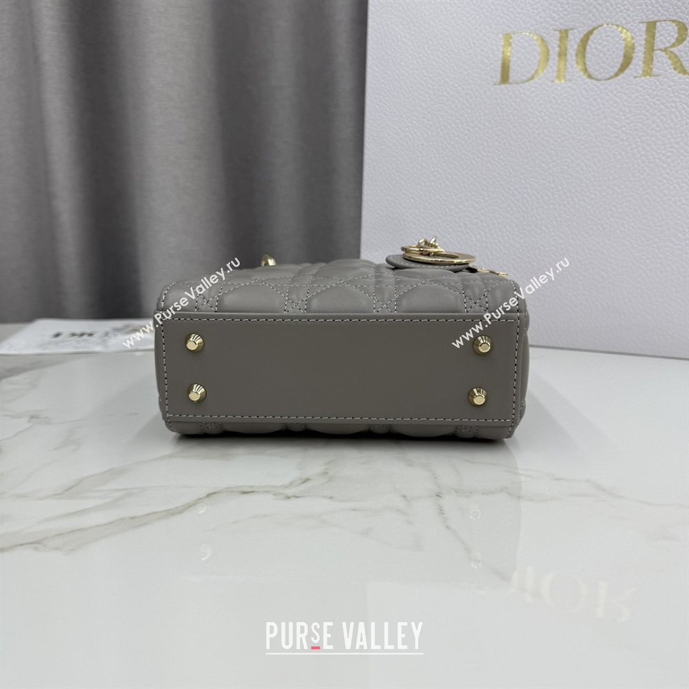 Dior Classic Mini Lady Dior Bag in Cannage Lambskin Light Grey 2026 M0505 0409 (BF-260409022)