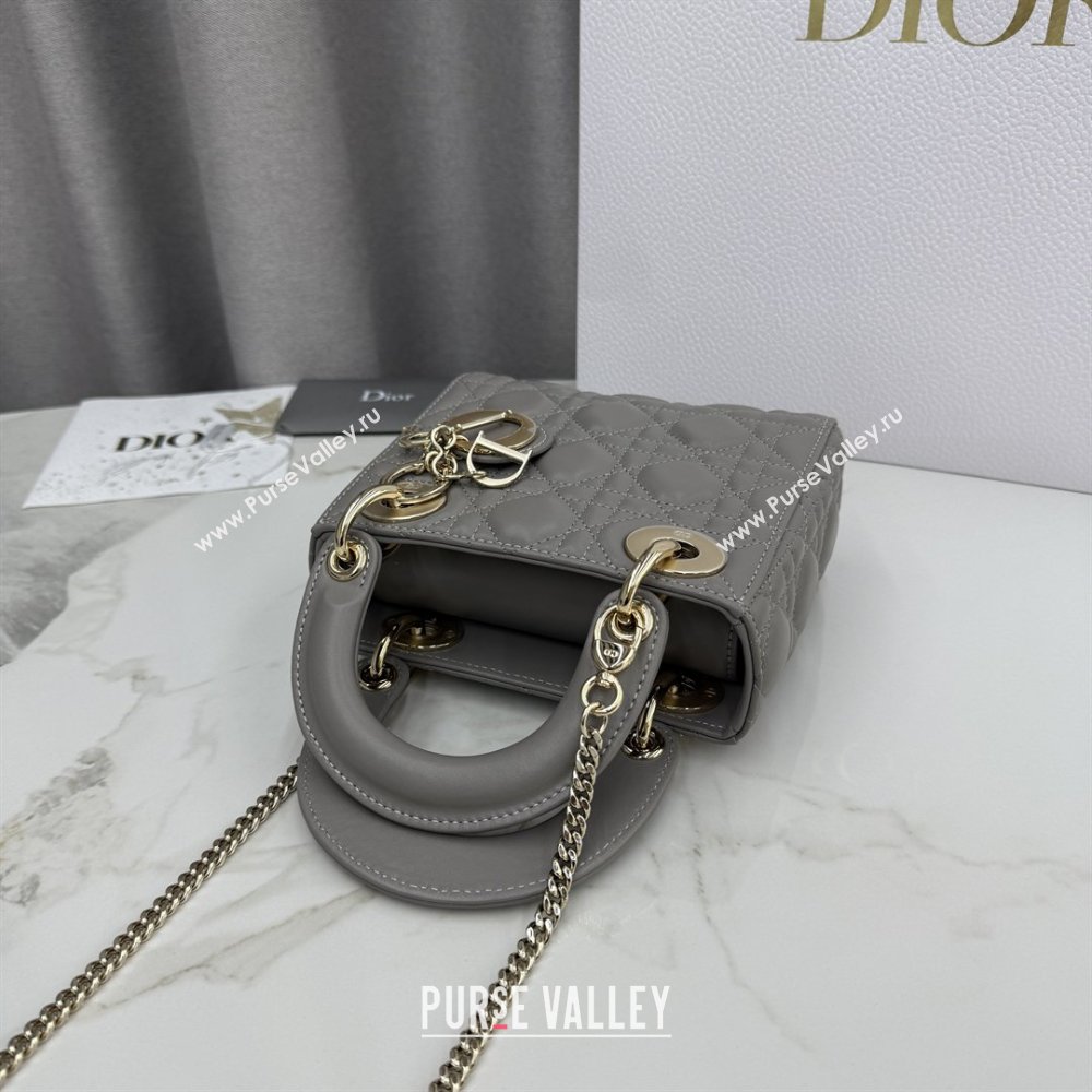 Dior Classic Mini Lady Dior Bag in Cannage Lambskin Light Grey 2026 M0505 0409 (BF-260409022)