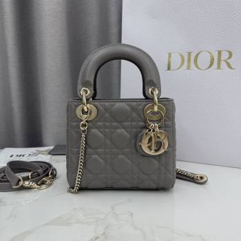 Dior Classic Mini Lady Dior Bag in Cannage Lambskin Light Grey 2026 M0505 0409 (BF-260409022)