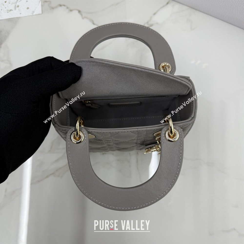 Dior Classic Mini Lady Dior Bag in Cannage Lambskin Light Grey 2026 M0505 0409 (BF-260409022)