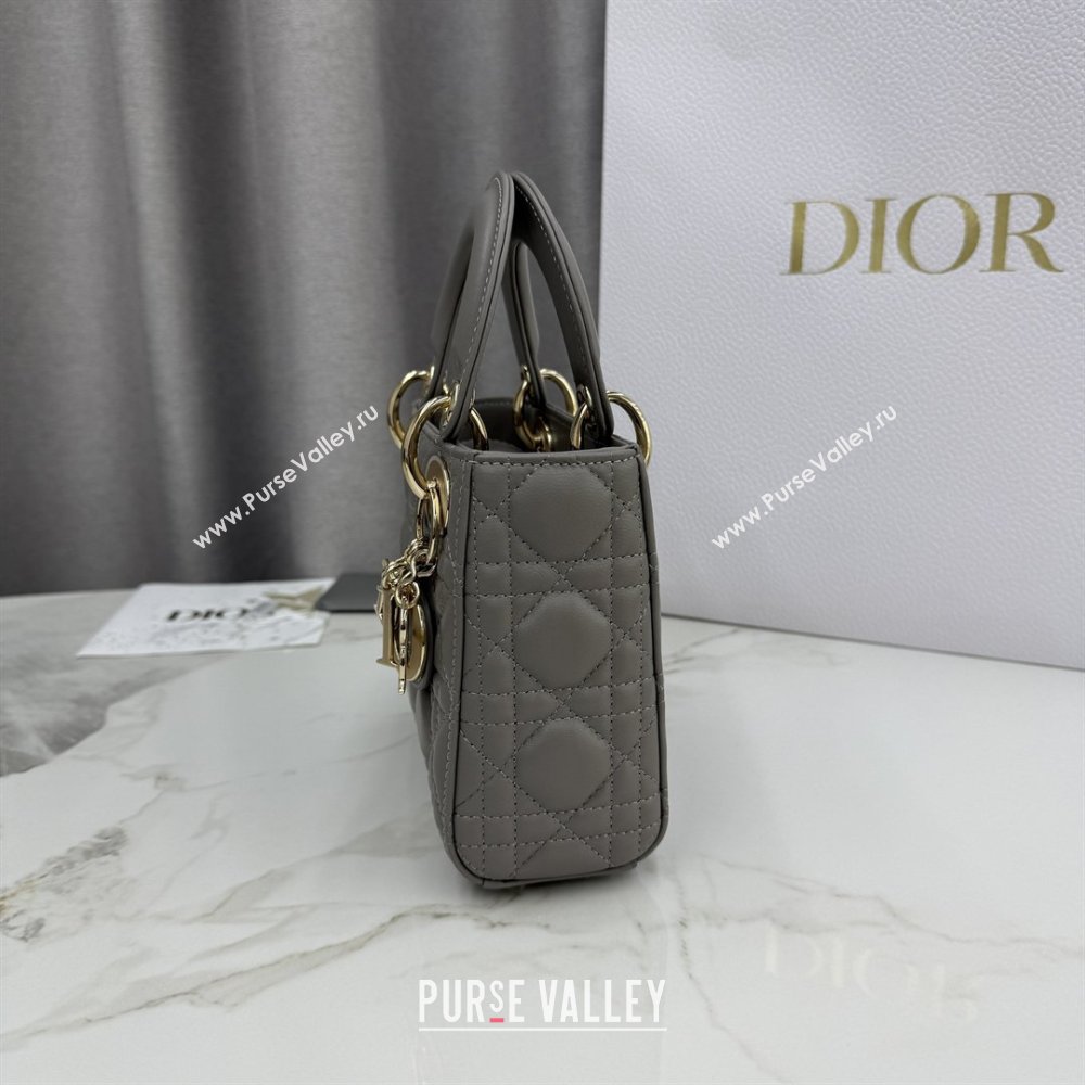 Dior Classic Mini Lady Dior Bag in Cannage Lambskin Light Grey 2026 M0505 0409 (BF-260409022)
