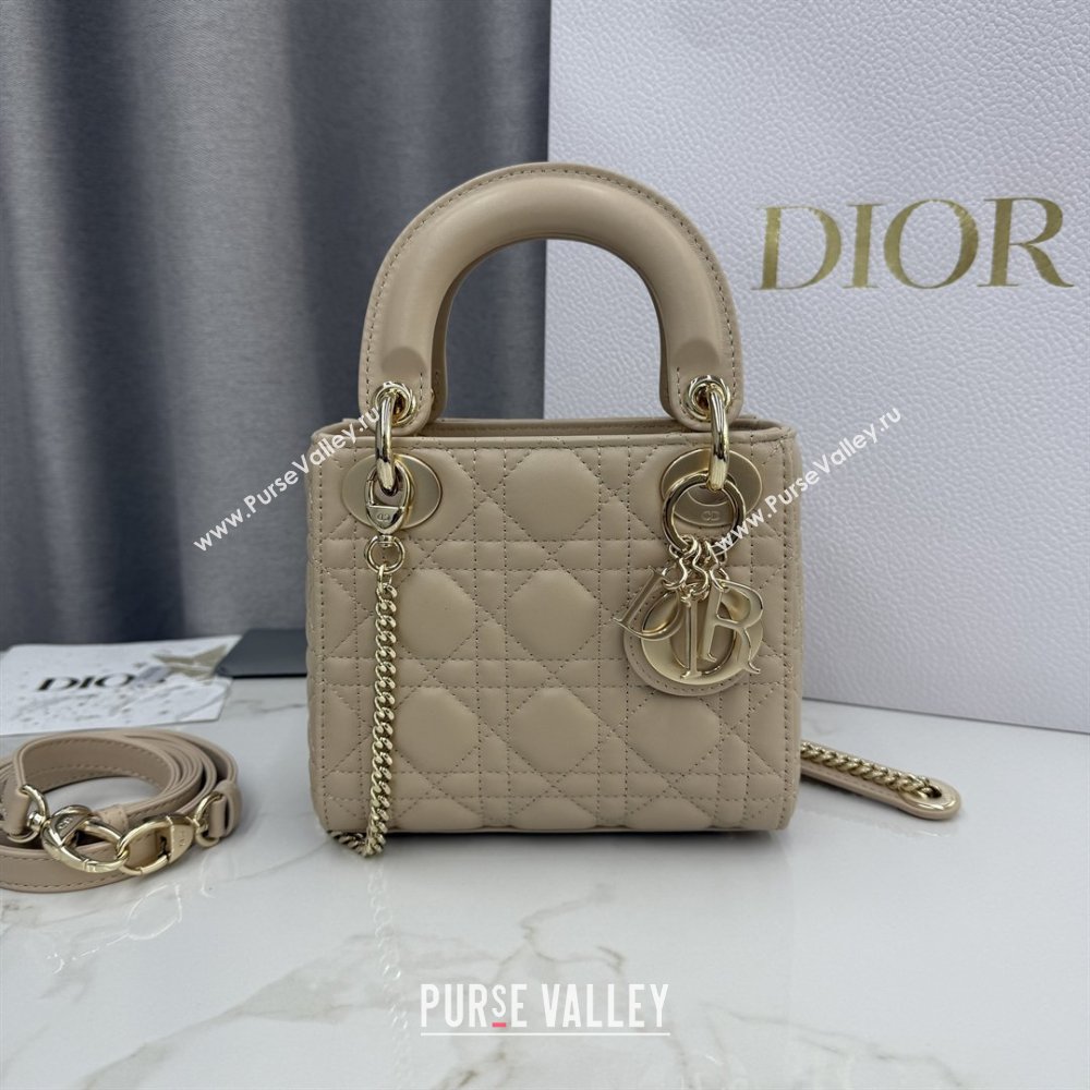Dior Classic Mini Lady Dior Bag in Cannage Lambskin Caramel Beige 2026 M0505 0409 (BF-260409023)