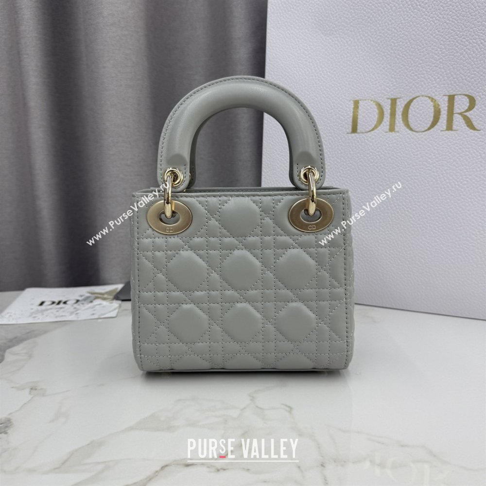 Dior Classic Mini Lady Dior Bag in Cannage Lambskin Cloud Grey 2026 M0505 0409 (BF-260409024)