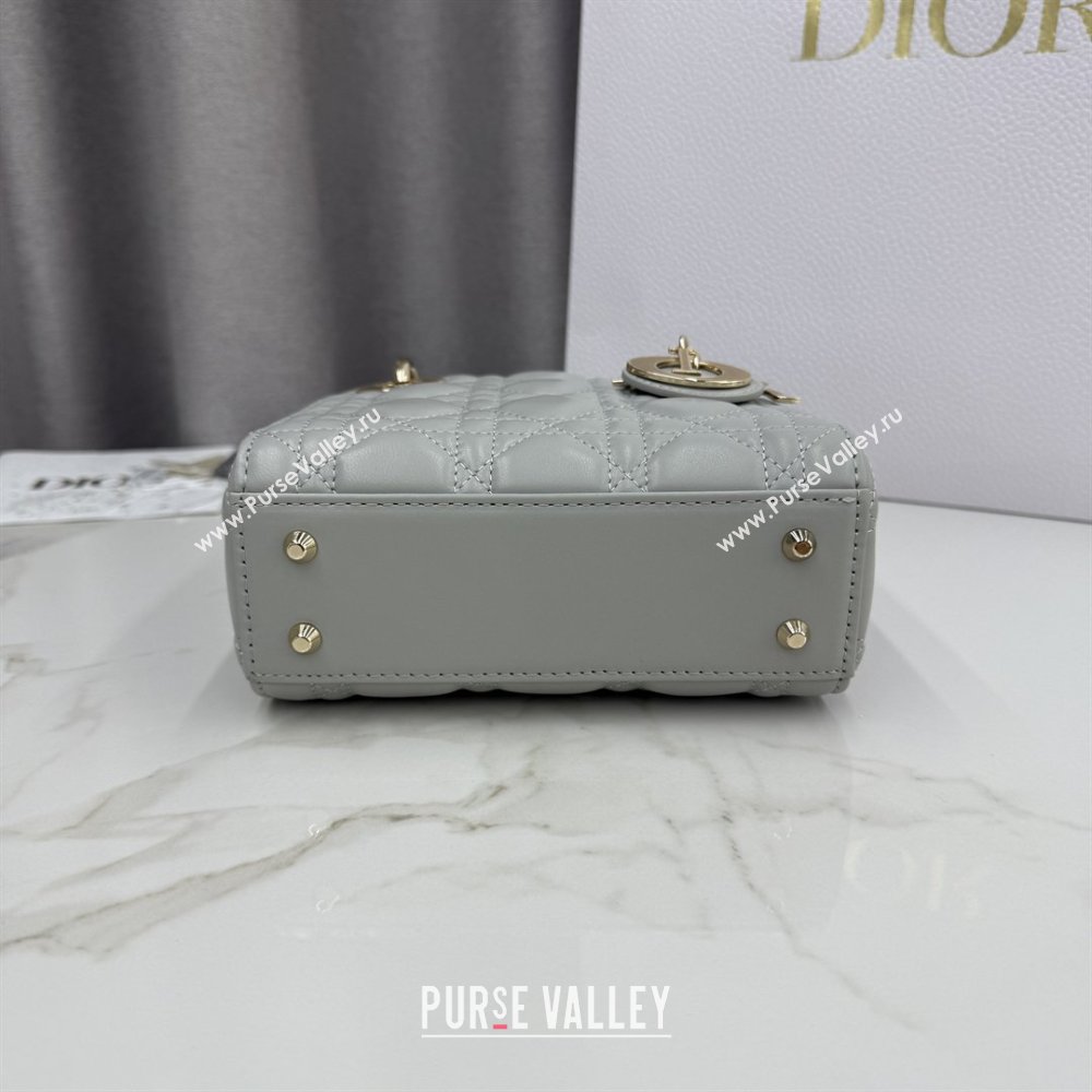 Dior Classic Mini Lady Dior Bag in Cannage Lambskin Cloud Grey 2026 M0505 0409 (BF-260409024)