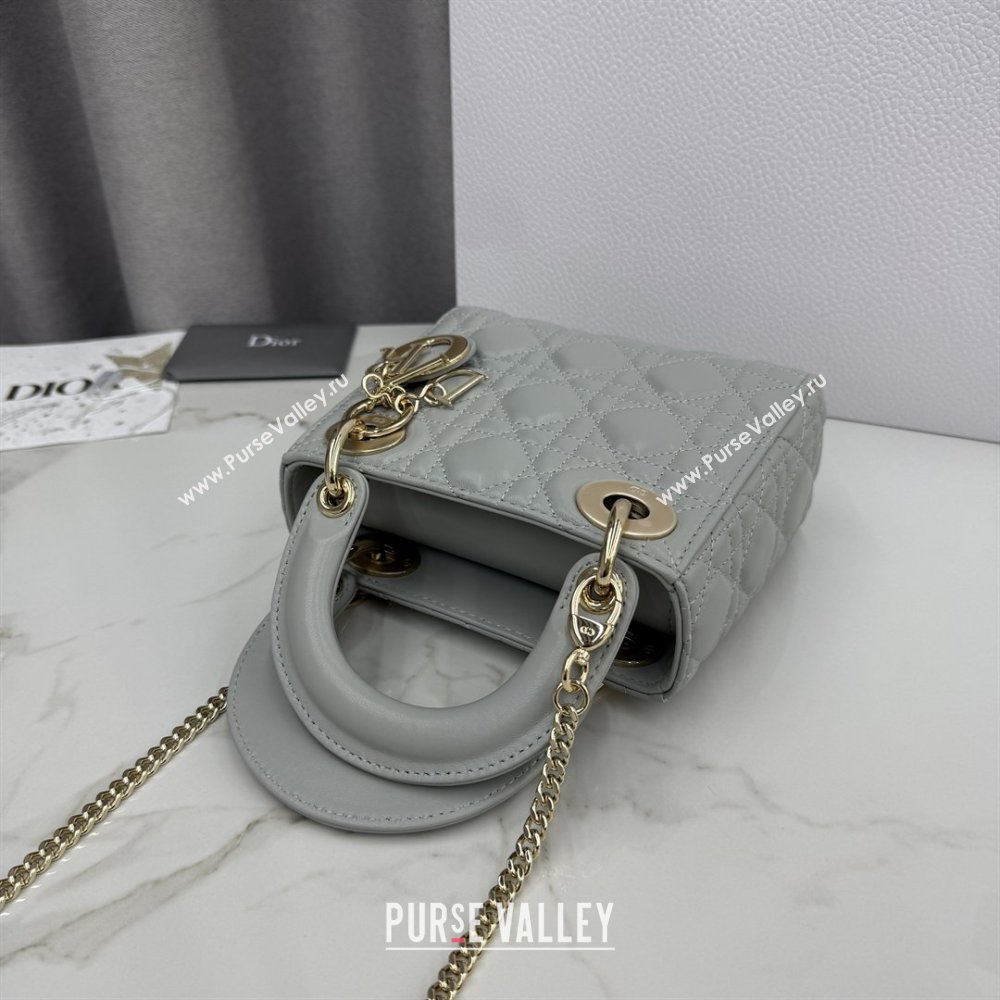 Dior Classic Mini Lady Dior Bag in Cannage Lambskin Cloud Grey 2026 M0505 0409 (BF-260409024)