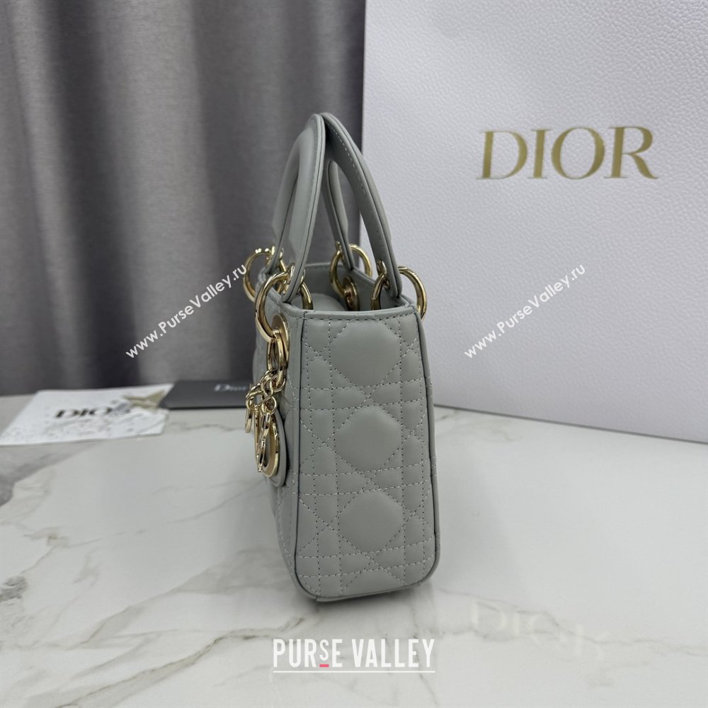 Dior Classic Mini Lady Dior Bag in Cannage Lambskin Cloud Grey 2026 M0505 0409 (BF-260409024)
