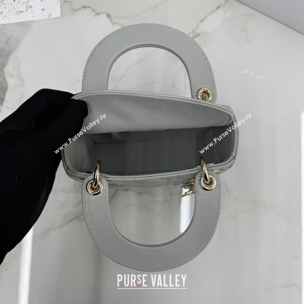 Dior Classic Mini Lady Dior Bag in Cannage Lambskin Cloud Grey 2026 M0505 0409 (BF-260409024)