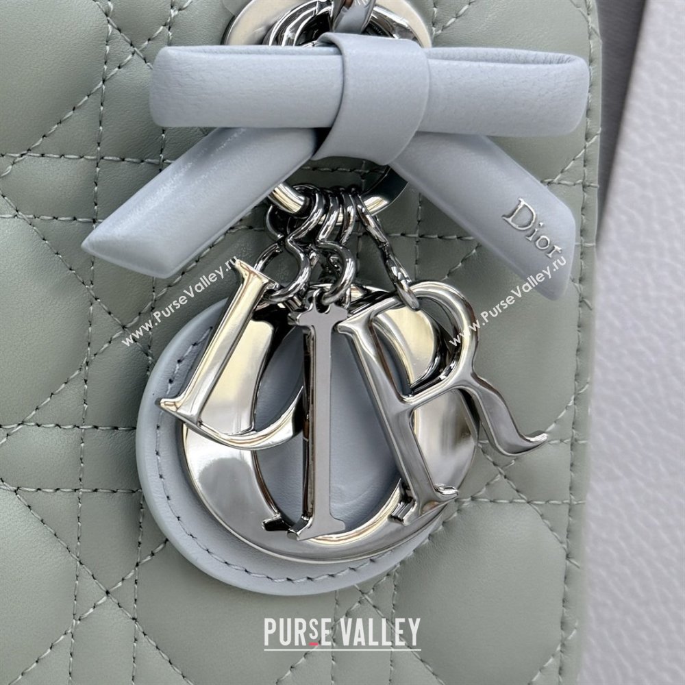 Dior Small Lady Bag in Cannage Lambskin with Bow Lily Green/Ice Blue 2026 M0538 0409 (XXG-260409058)
