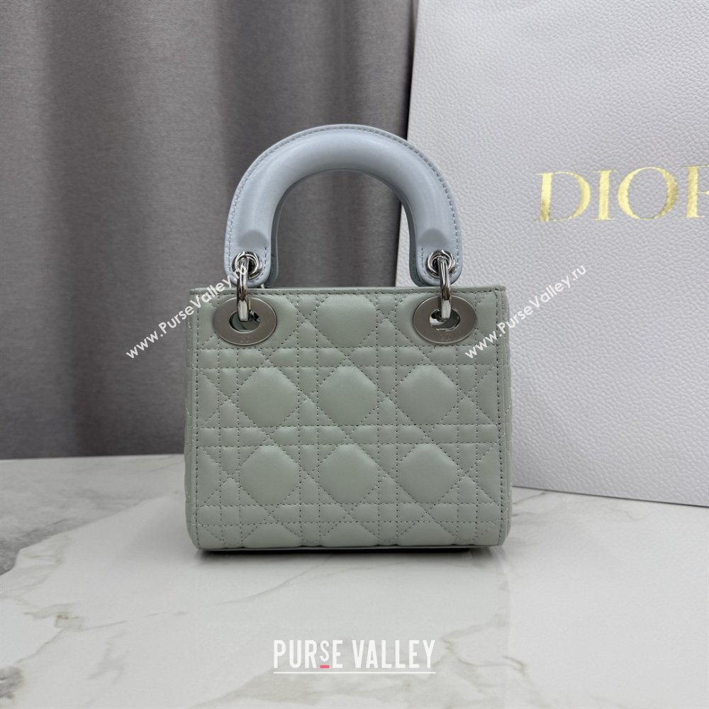 Dior Classic Mini Lady Dior Bag in Cannage Lambskin with Bow Lily Green/Ice Blue 2026 M0505 (XXG-260409059)