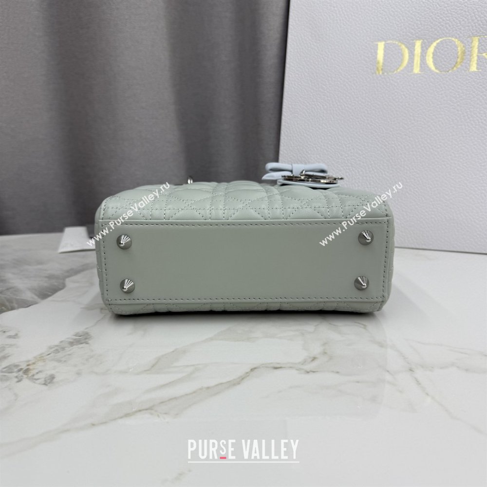 Dior Small Lady Bag in Cannage Lambskin with Bow Lily Green/Ice Blue 2026 M0538 0409 (XXG-260409058)