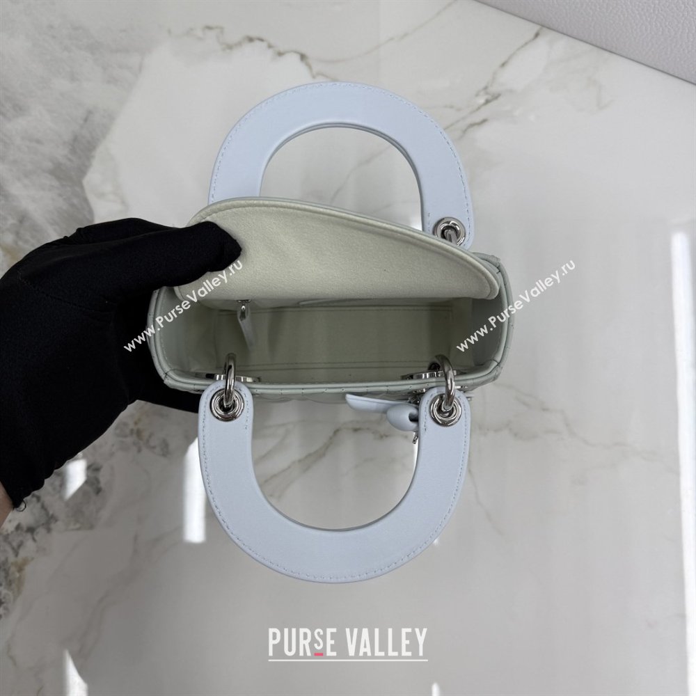 Dior Classic Mini Lady Dior Bag in Cannage Lambskin with Bow Lily Green/Ice Blue 2026 M0505 (XXG-260409059)