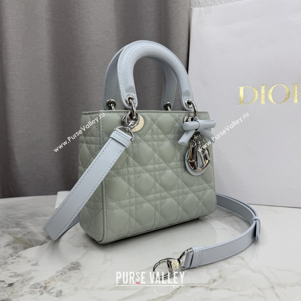 Dior Small Lady Bag in Cannage Lambskin with Bow Lily Green/Ice Blue 2026 M0538 0409 (XXG-260409058)