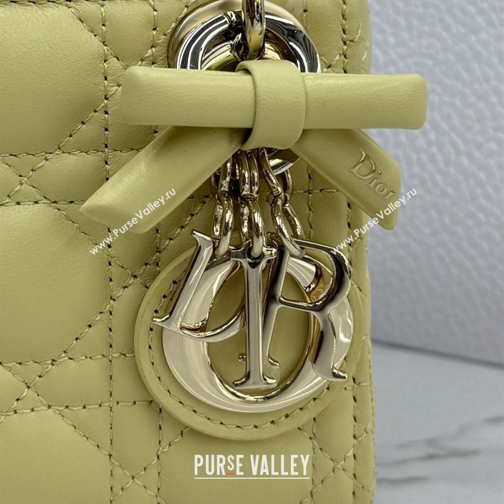 Dior Mini Lady Dior Bag in Cannage Lambskin with Bow Chick Yellow 2026 D6603 (XXG-260409060)