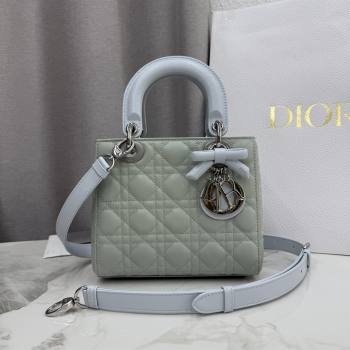 Dior Small Lady Bag in Cannage Lambskin with Bow Lily Green/Ice Blue 2026 M0538 0409 (XXG-260409058)