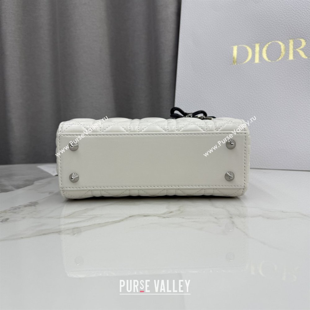 Dior Small Lady Bag in Cannage Lambskin with Bow White/Black 2026 M0538 0409 (XXG-260409063)