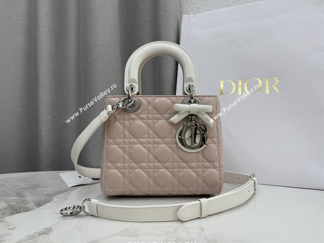 Dior Small Lady Bag in Cannage Lambskin with Bow Soft Pink/White 2026 M0538 0409 (XXG-260409064)
