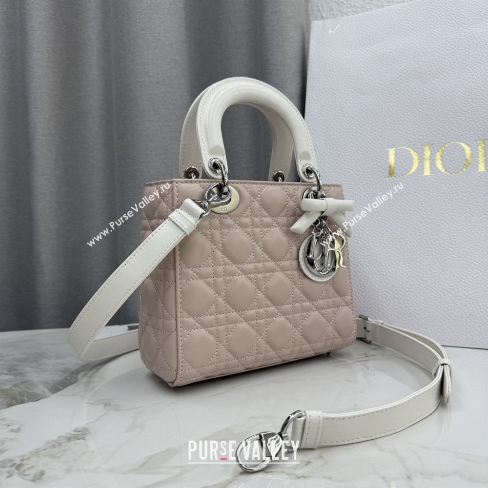 Dior Small Lady Bag in Cannage Lambskin with Bow Soft Pink/White 2026 M0538 0409 (XXG-260409064)