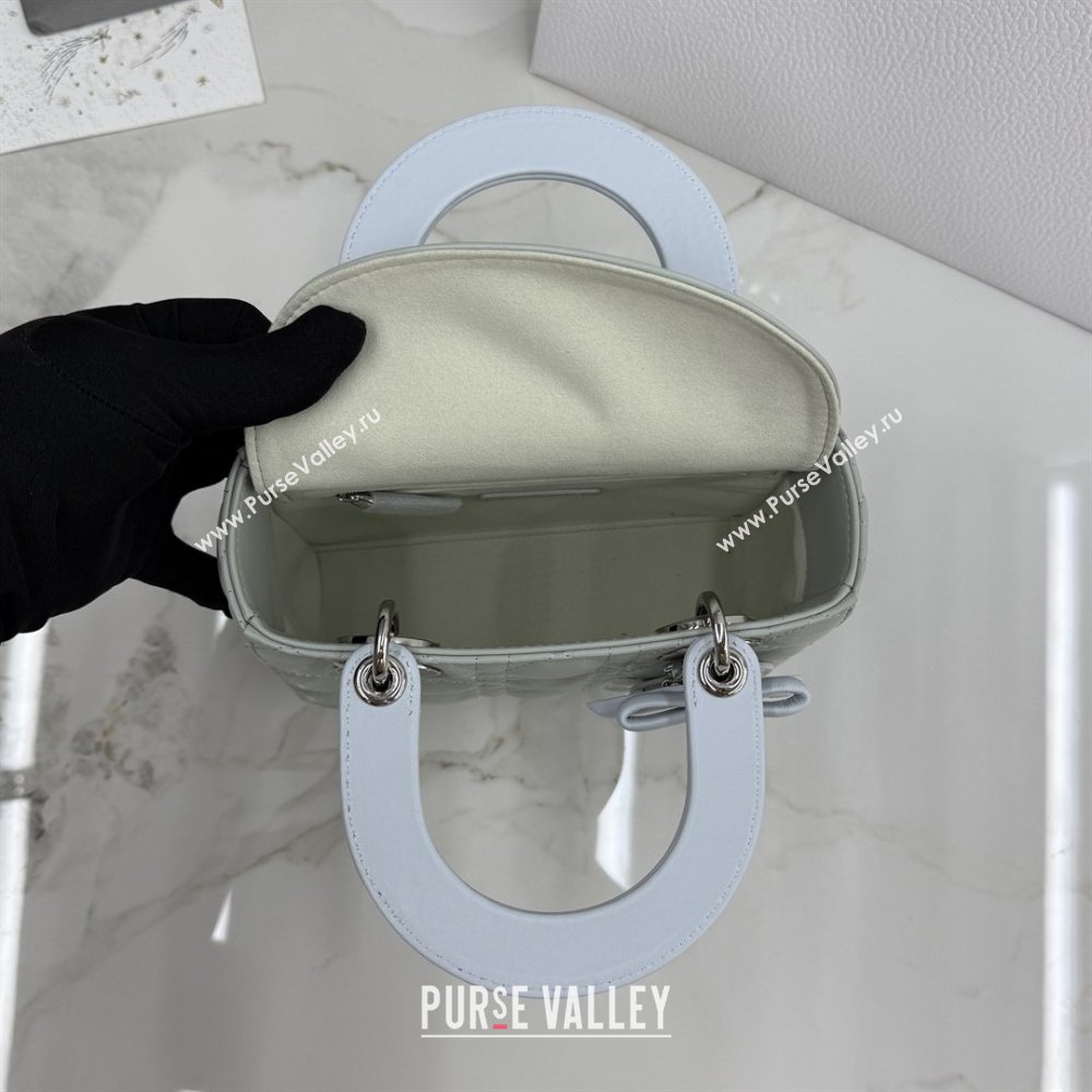 Dior Small Lady Bag in Cannage Lambskin with Bow Lily Green/Ice Blue 2026 M0538 0409 (XXG-260409058)