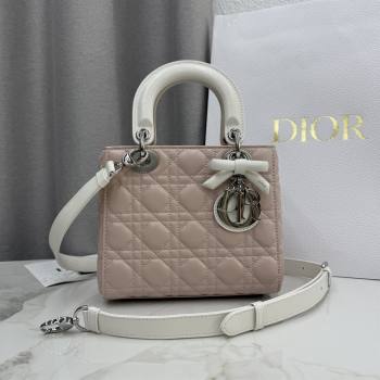 Dior Small Lady Bag in Cannage Lambskin with Bow Soft Pink/White 2026 M0538 0409 (XXG-260409064)