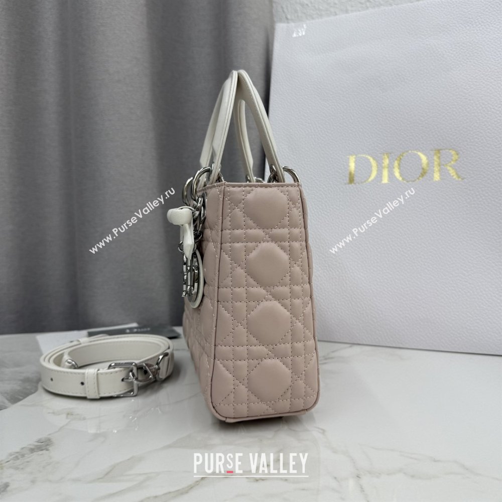 Dior Small Lady Bag in Cannage Lambskin with Bow Soft Pink/White 2026 M0538 0409 (XXG-260409064)