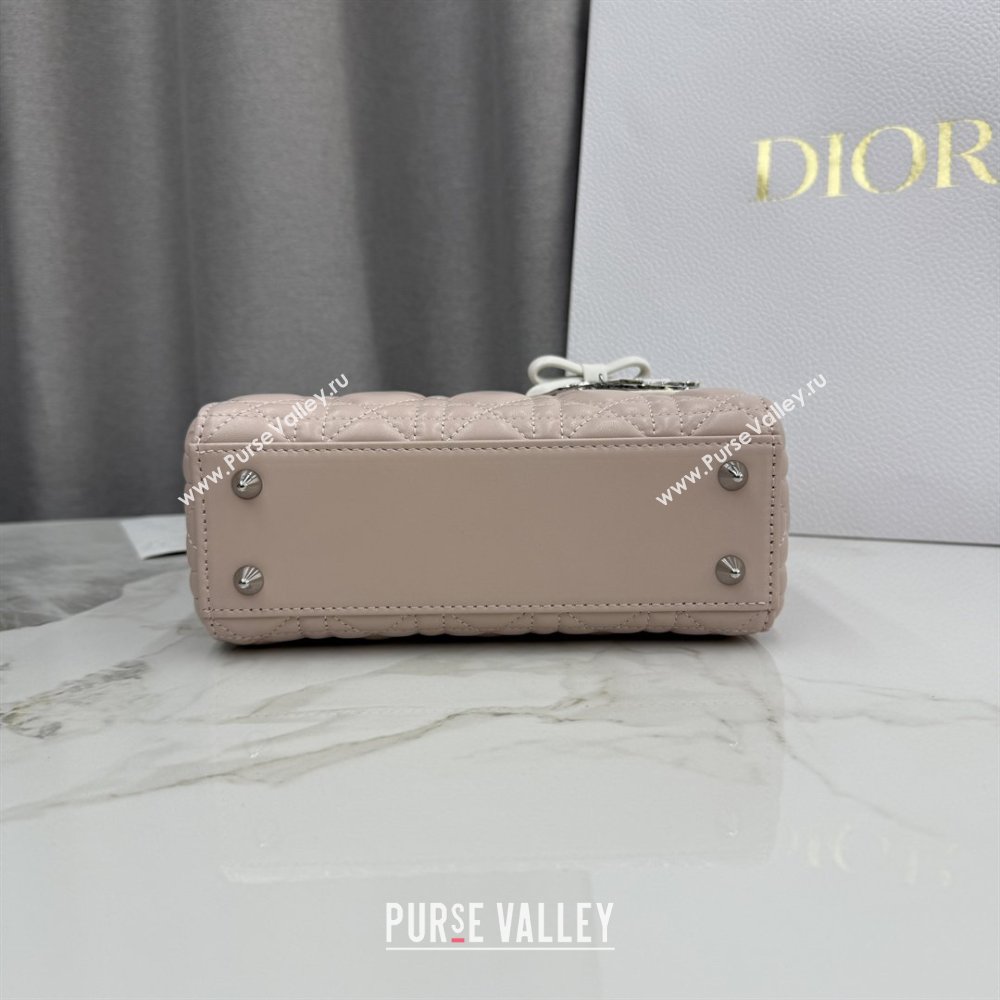 Dior Small Lady Bag in Cannage Lambskin with Bow Soft Pink/White 2026 M0538 0409 (XXG-260409064)