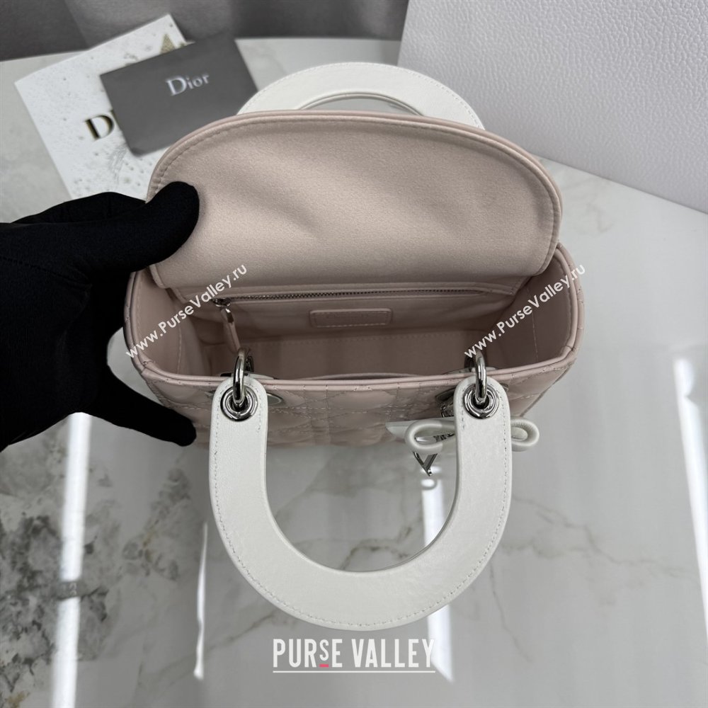Dior Small Lady Bag in Cannage Lambskin with Bow Soft Pink/White 2026 M0538 0409 (XXG-260409064)