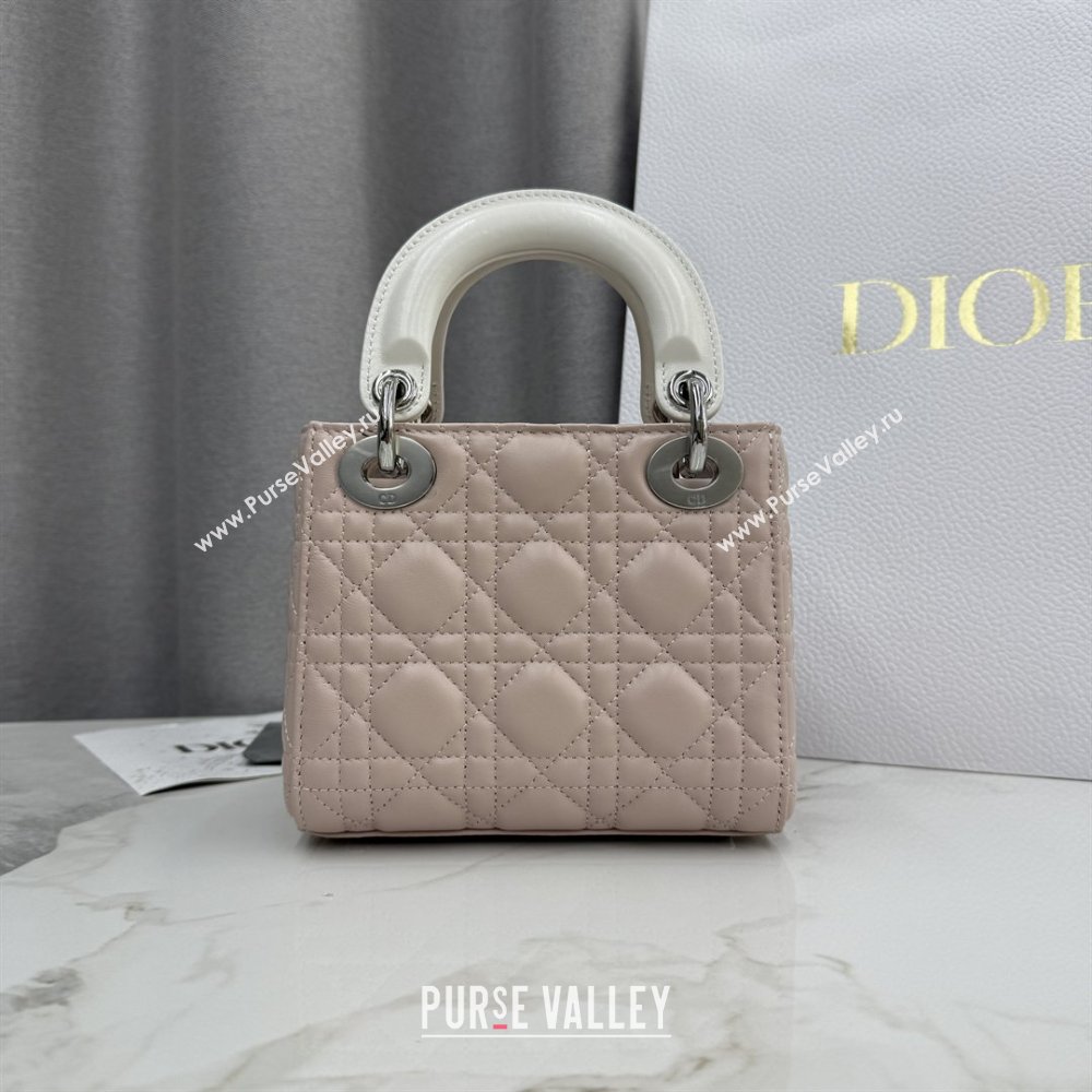 Dior Mini Lady Dior Bag in Cannage Lambskin with Bow Soft Pink/White 2026 D6603 (XXG-260409061)
