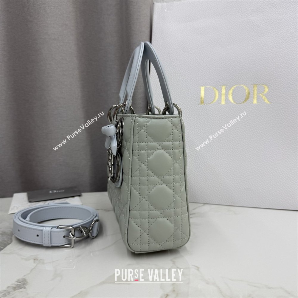 Dior Small Lady Bag in Cannage Lambskin with Bow Lily Green/Ice Blue 2026 M0538 0409 (XXG-260409058)