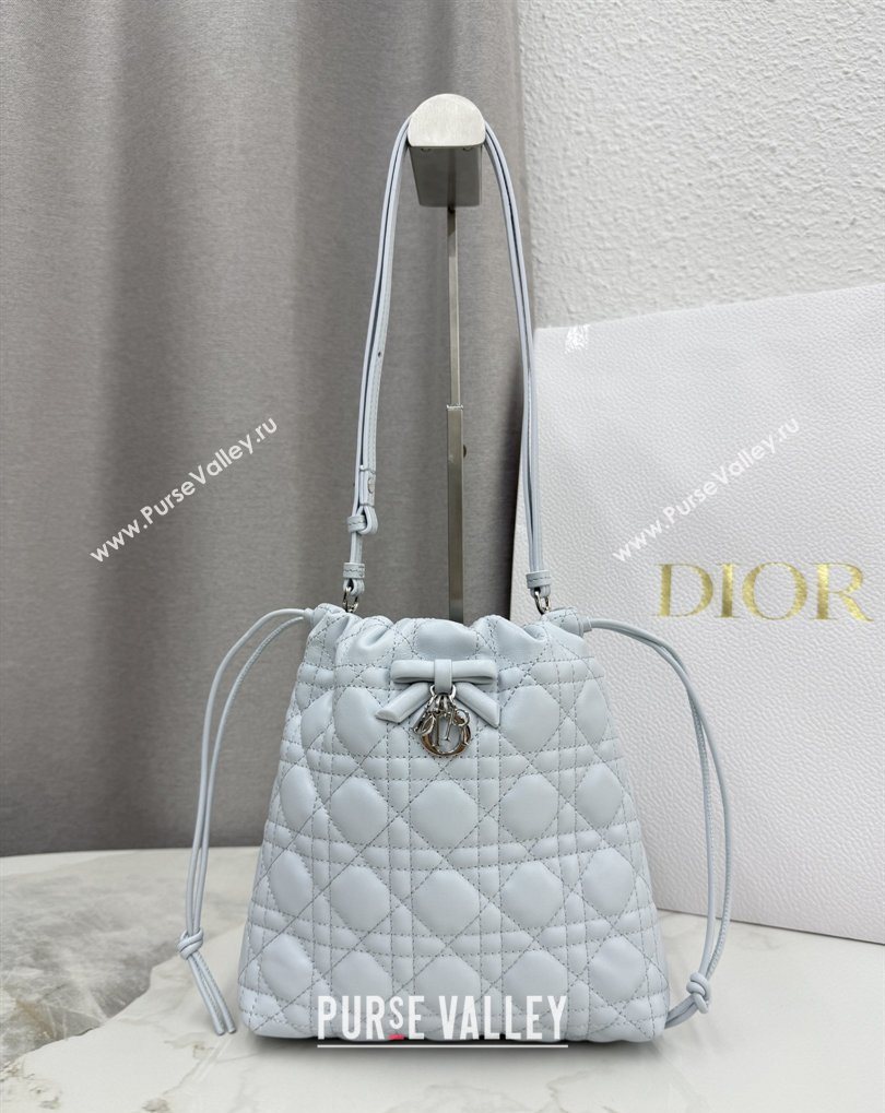 Dior Adiorable Mini Bucket Bag in Cannage Lambskin Ice Blue 2026 S2611 (BF-260409066)