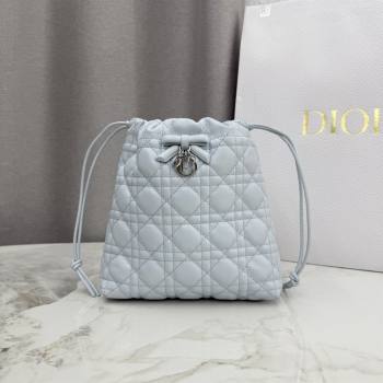 Dior Adiorable Mini Bucket Bag in Cannage Lambskin Ice Blue 2026 S2611 (BF-260409066)