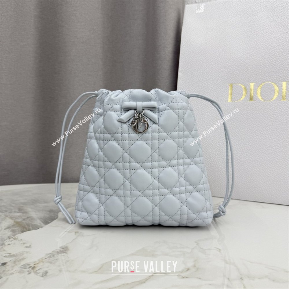 Dior Adiorable Mini Bucket Bag in Cannage Lambskin Ice Blue 2026 S2611 (BF-260409066)