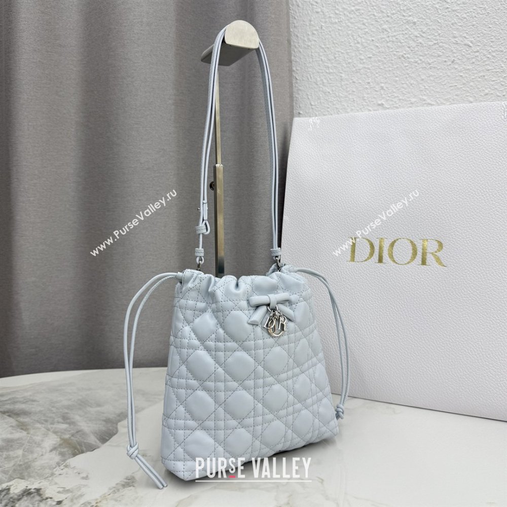 Dior Adiorable Mini Bucket Bag in Cannage Lambskin Ice Blue 2026 S2611 (BF-260409066)