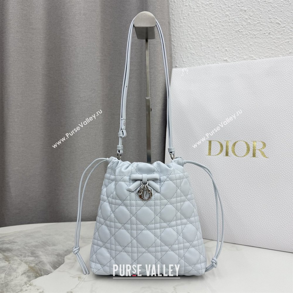 Dior Adiorable Mini Bucket Bag in Cannage Lambskin Ice Blue 2026 S2611 (BF-260409066)