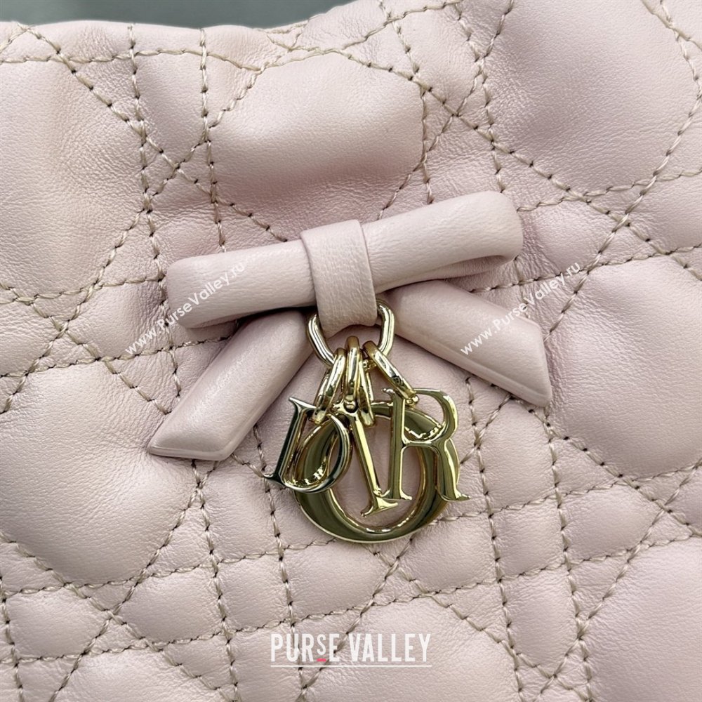 Dior Adiorable Mini Bucket Bag in Cannage Lambskin Soupir Pink 2026 S2611 (BF-260409067)