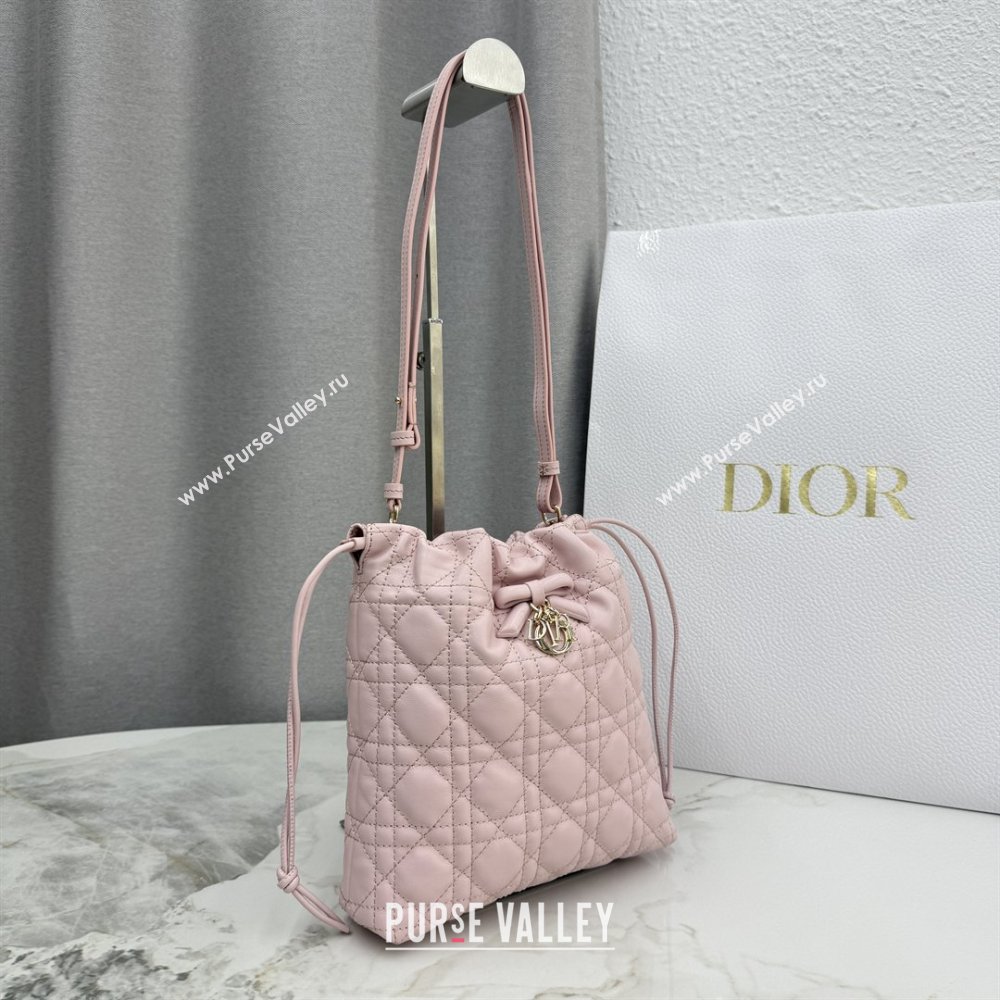 Dior Adiorable Mini Bucket Bag in Cannage Lambskin Soupir Pink 2026 S2611 (BF-260409067)