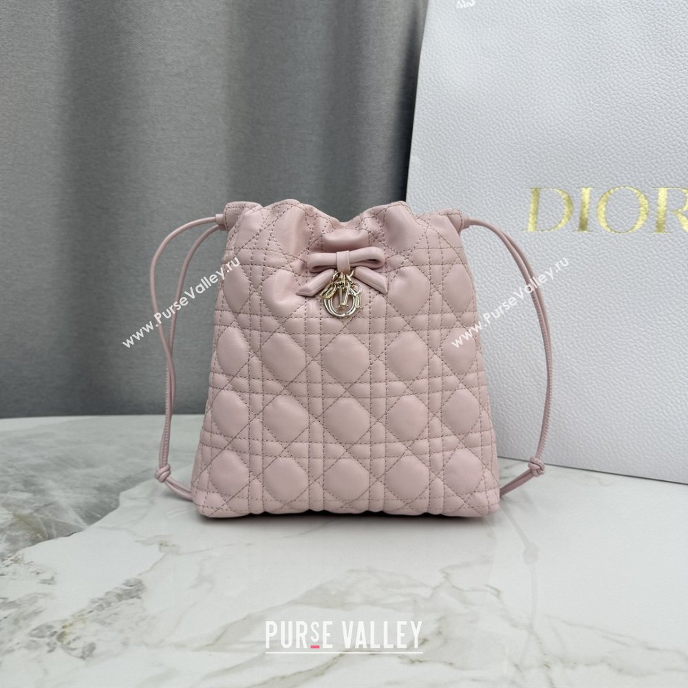 Dior Adiorable Mini Bucket Bag in Cannage Lambskin Soupir Pink 2026 S2611 (BF-260409067)
