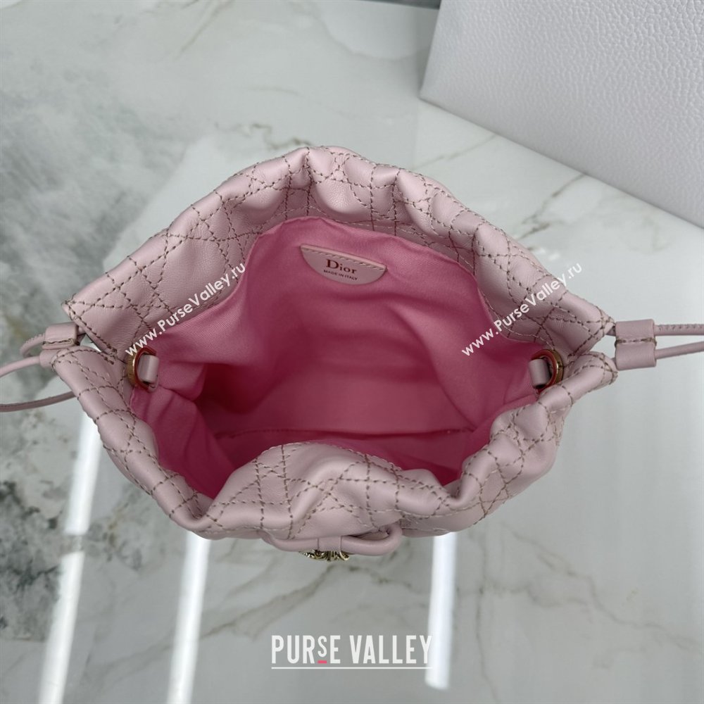 Dior Adiorable Mini Bucket Bag in Cannage Lambskin Soupir Pink 2026 S2611 (BF-260409067)