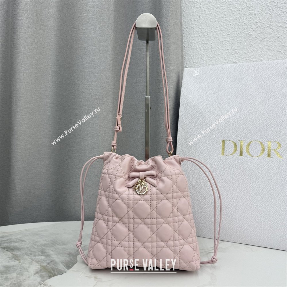 Dior Adiorable Mini Bucket Bag in Cannage Lambskin Soupir Pink 2026 S2611 (BF-260409067)