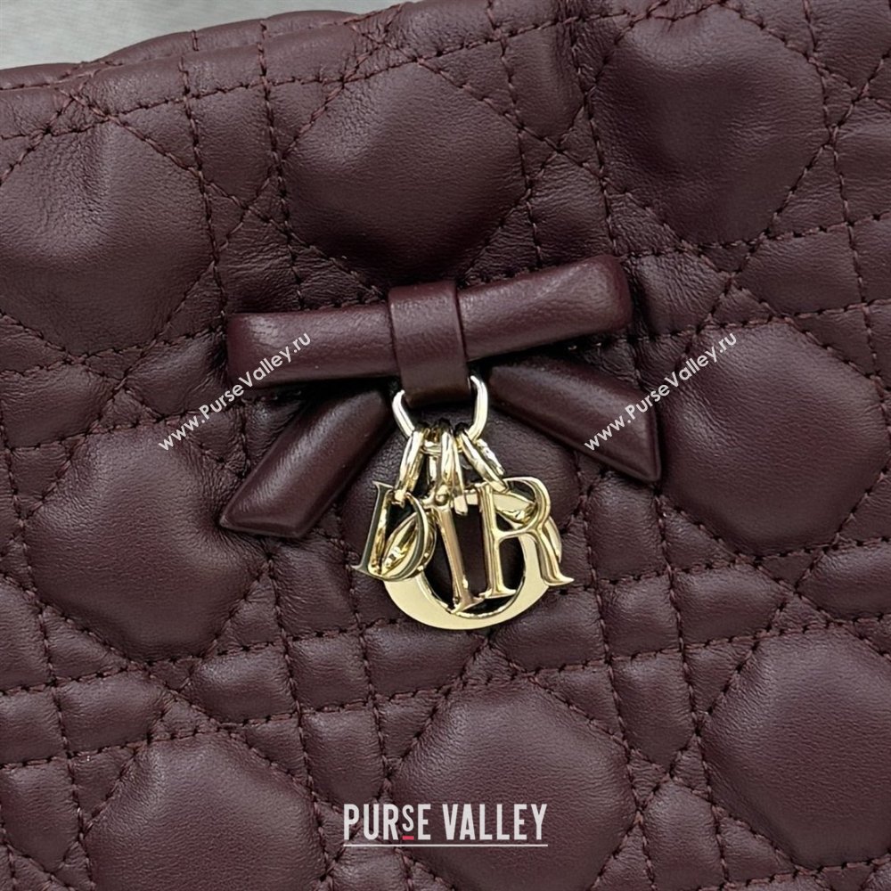 Dior Adiorable Mini Bucket Bag in Cannage Lambskin Burgundy 2026 S2611 (BF-260409068)