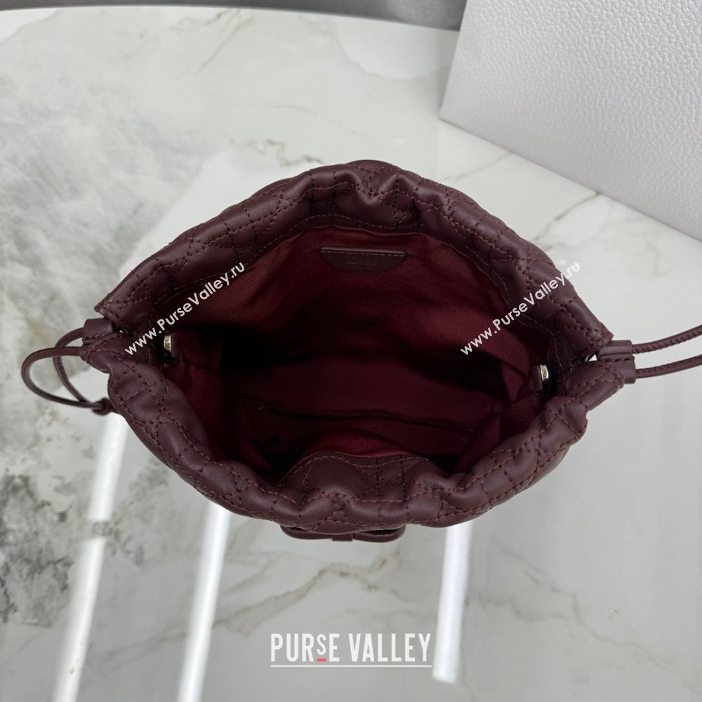 Dior Adiorable Mini Bucket Bag in Cannage Lambskin Burgundy 2026 S2611 (BF-260409068)