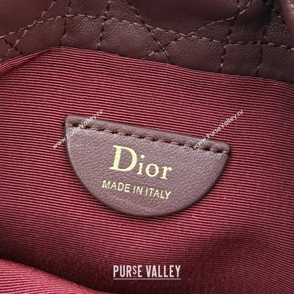 Dior Adiorable Mini Bucket Bag in Cannage Lambskin Burgundy 2026 S2611 (BF-260409068)